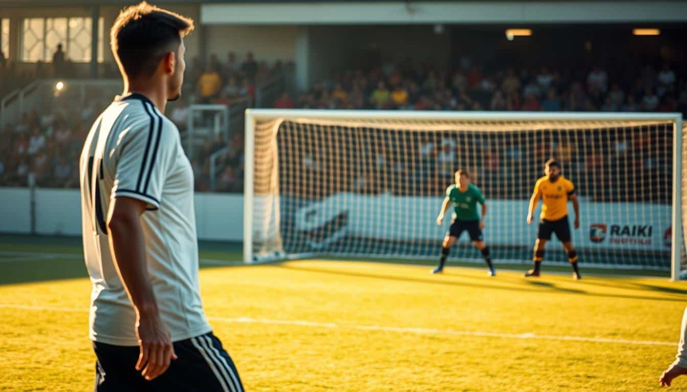 A soccer field with players in various positions, illuminated by warm, natural lighting. In the foreground, a midfielder intently scanning the field, ready to distribute the ball. Behind them, a defender maintaining a strong stance, ready to intercept the play. In the background, a goalkeeper poised to react, their focus unwavering. The scene conveys a sense of responsibility and teamwork, where each player understands their role and works together to achieve victory. The composition is well-balanced, creating a hyper-realistic, immersive visual experience. A soccer field with players in various positions, illuminated by warm, natural lighting. In the foreground, a midfielder intently scanning the field, ready to distribute the ball. Behind them, a defender maintaining a strong stance, ready to intercept the play. In the background, a goalkeeper poised to react, their focus unwavering. The scene conveys a sense of responsibility and teamwork, where each player understands their role and works together to achieve victory. The composition is well-balanced, creating a hyper-realistic, immersive visual experience.